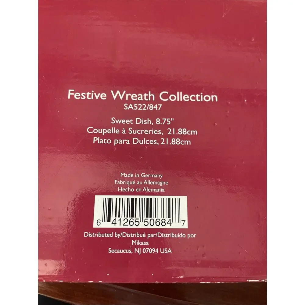 Mikasa Festive Wreath Collection Candy Cane Decorative Candy Dish